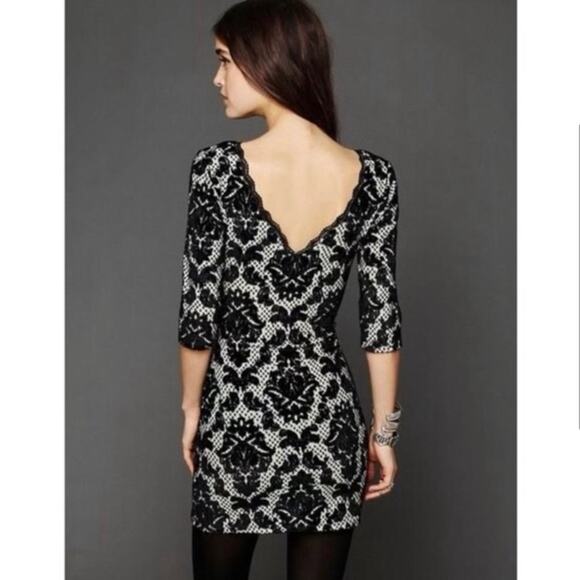 Free People Intimately Fair Maiden Black Velvet Burnout Bodycon Dress Medium - Picture 4 of 9